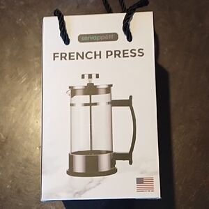 French Press Coffee Maker - Silver and Black